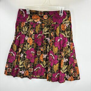Fashion Bug Womens Size 12 Floral Skirt Cotton Lined Pleated A Line Colorful